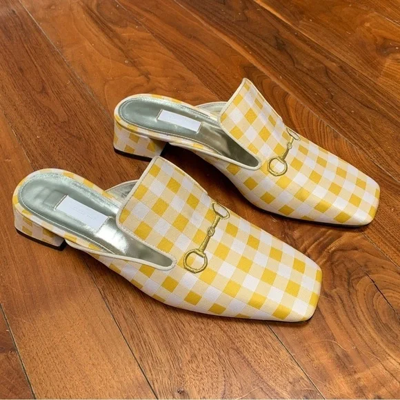 Suzanna Rae Vichy Mule Yellow Gingham Vamp Shoes 42 12 - Picture 5 of 12
